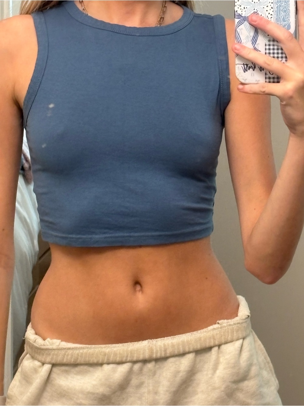 SHEIN Sky Blue Ribbed Crop Tank - Picture 3 of 3